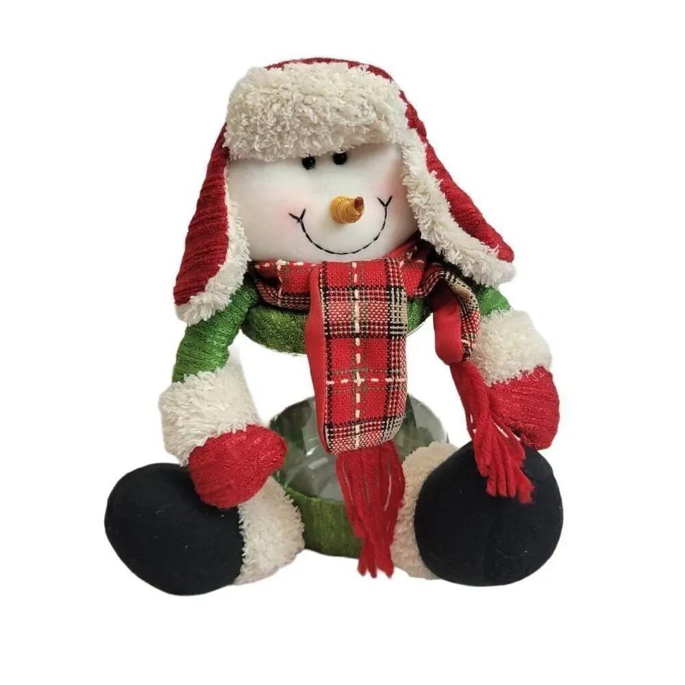 Snowman candy jar plush 10" Christmas
